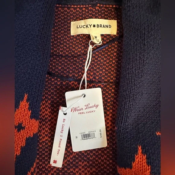 NWT Lucky Brand Southwestern Aztec Open Front Cardigan Sweater. - Picture 5 of 7